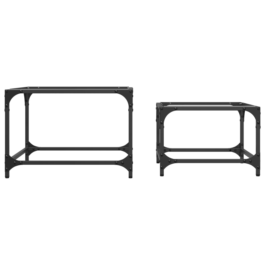 Tables basses gigognes 2 pcs dessus en verre transparent acier - Tables basses