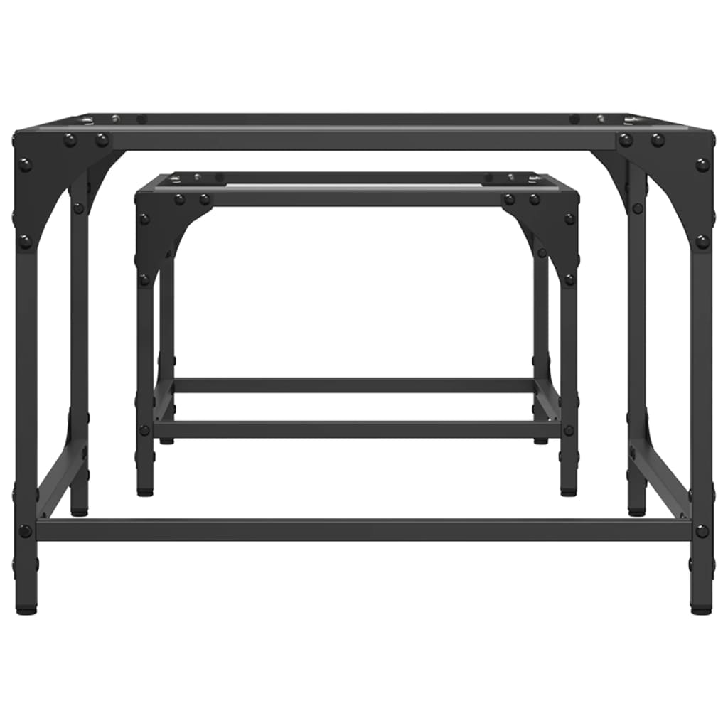 Tables basses gigognes 2 pcs dessus en verre transparent acier - Tables basses