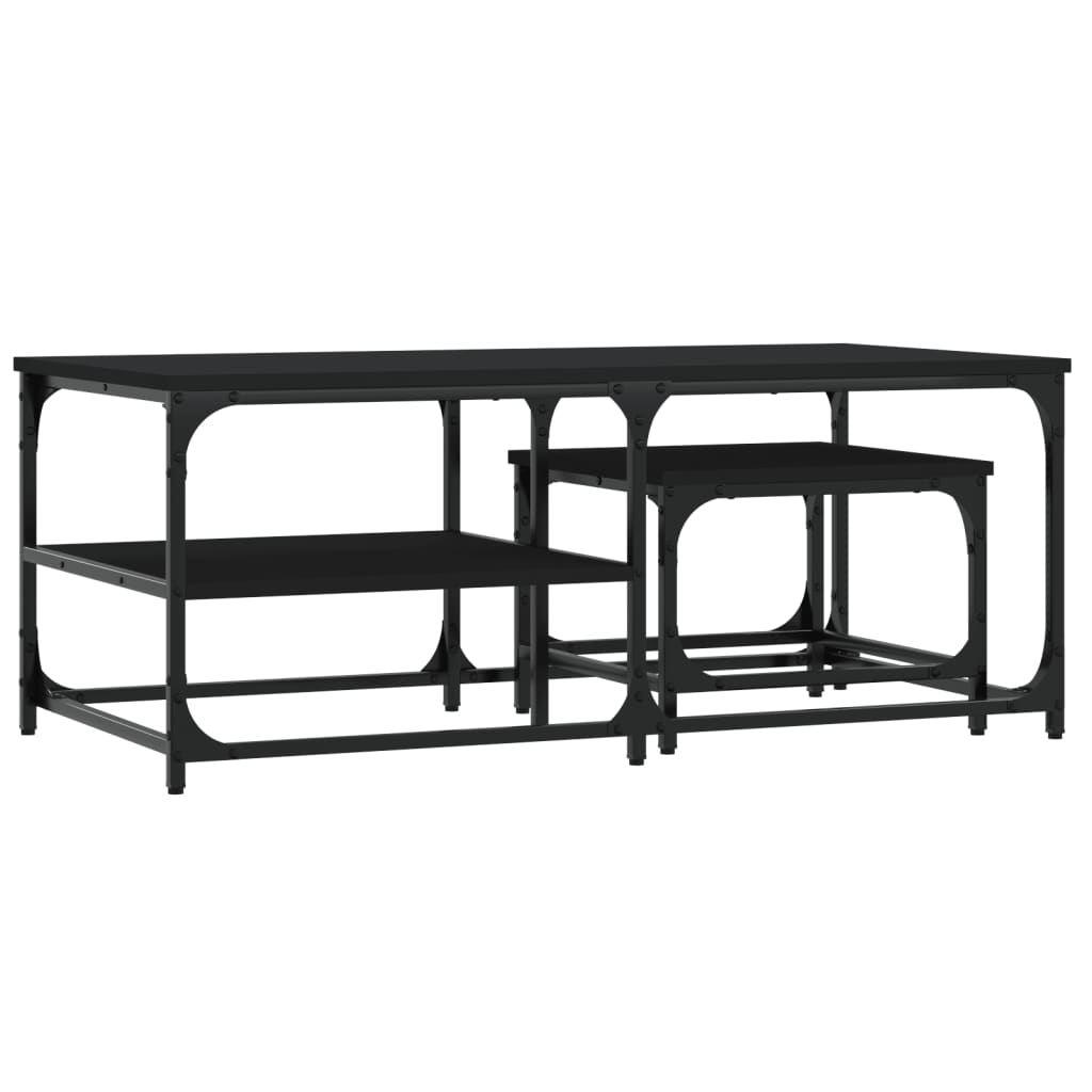 Tables basses gigognes 2 pcs noir bois d’ingénierie - Tables basses