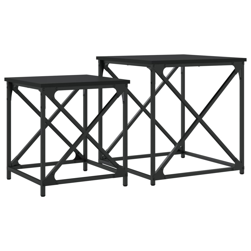 Tables basses gigognes 2 pcs noir bois d’ingénierie - Tables basses