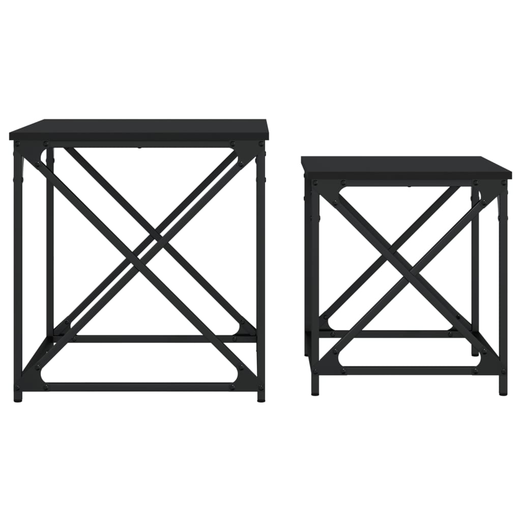Tables basses gigognes 2 pcs noir bois d’ingénierie - Tables basses
