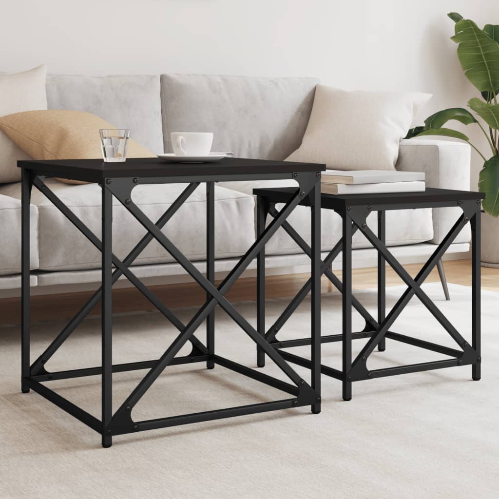 Tables basses gigognes 2 pcs noir bois d’ingénierie - Tables basses