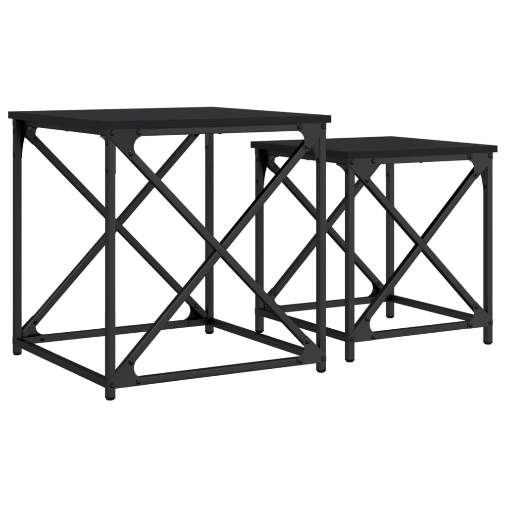 Tables basses gigognes 2 pcs noir bois d’ingénierie - Tables basses