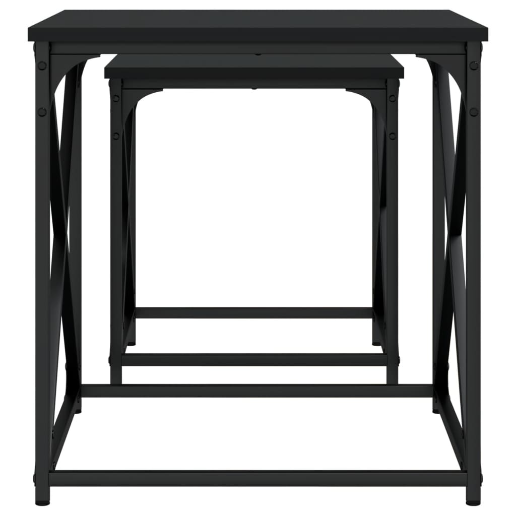 Tables basses gigognes 2 pcs noir bois d’ingénierie - Tables basses