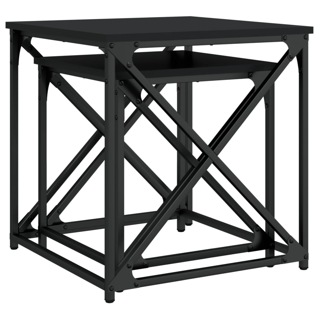 Tables basses gigognes 2 pcs noir bois d’ingénierie - Tables basses