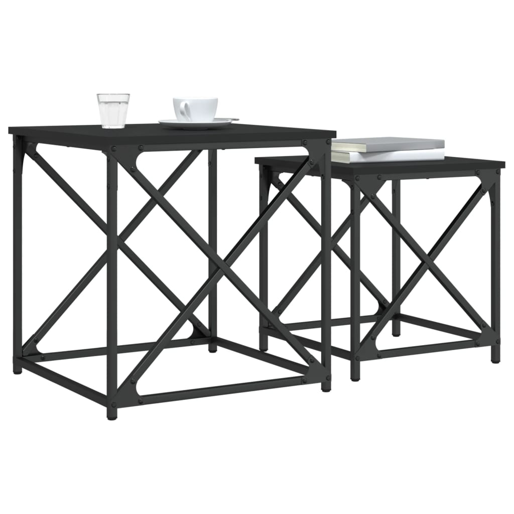 Tables basses gigognes 2 pcs noir bois d’ingénierie - Tables basses