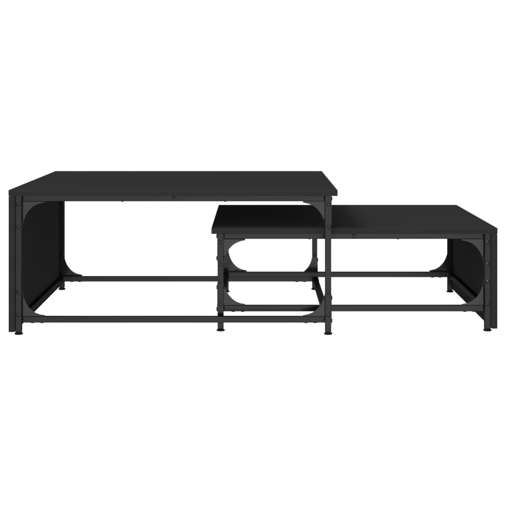 Tables basses gigognes 2 pcs noir bois d’ingénierie et métal - Tables basses