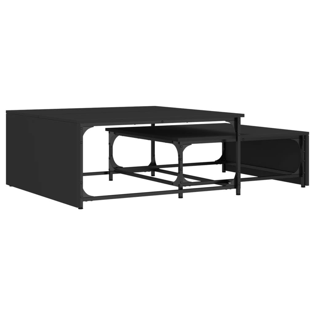Tables basses gigognes 2 pcs noir bois d’ingénierie et métal - Tables basses