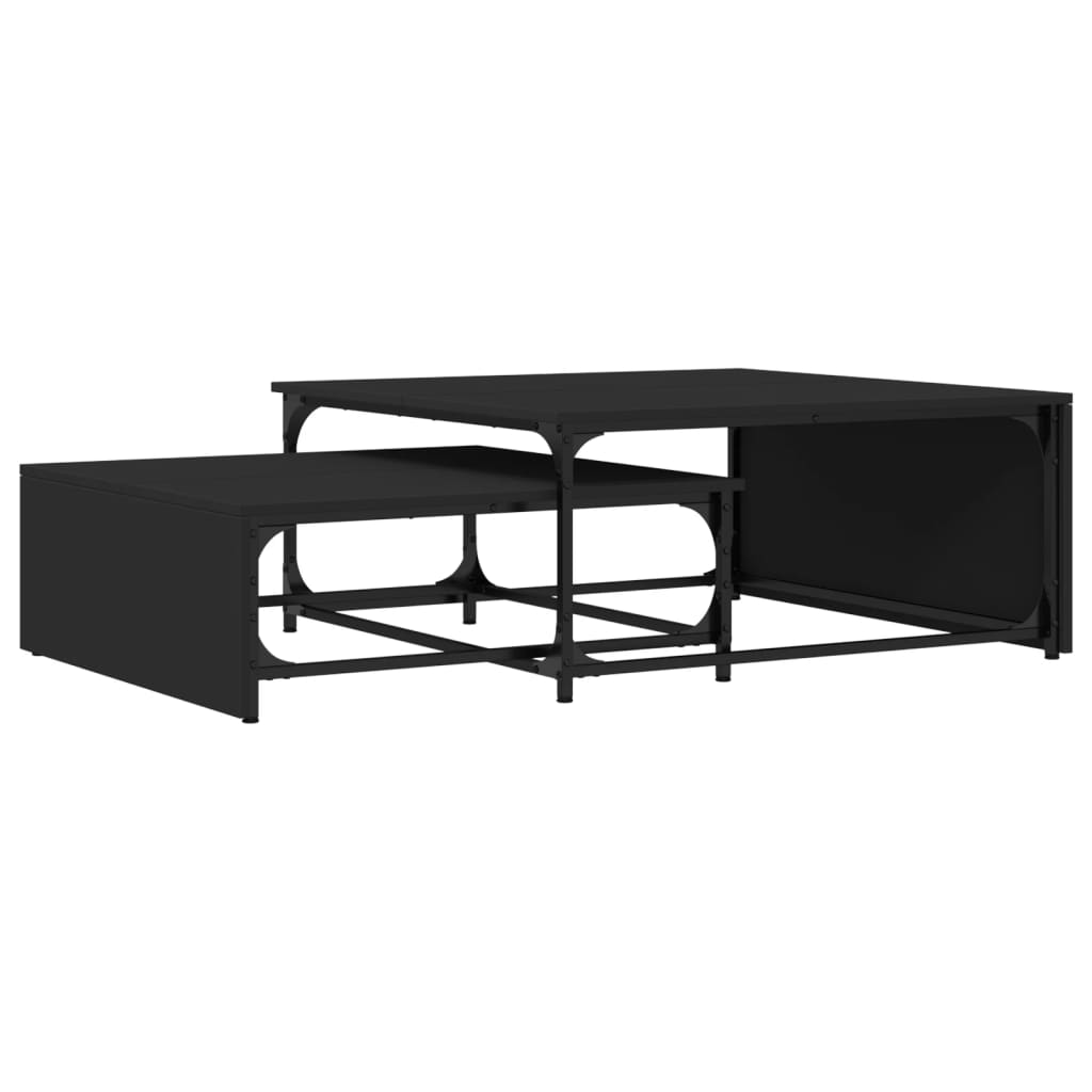 Tables basses gigognes 2 pcs noir bois d’ingénierie et métal - Tables basses