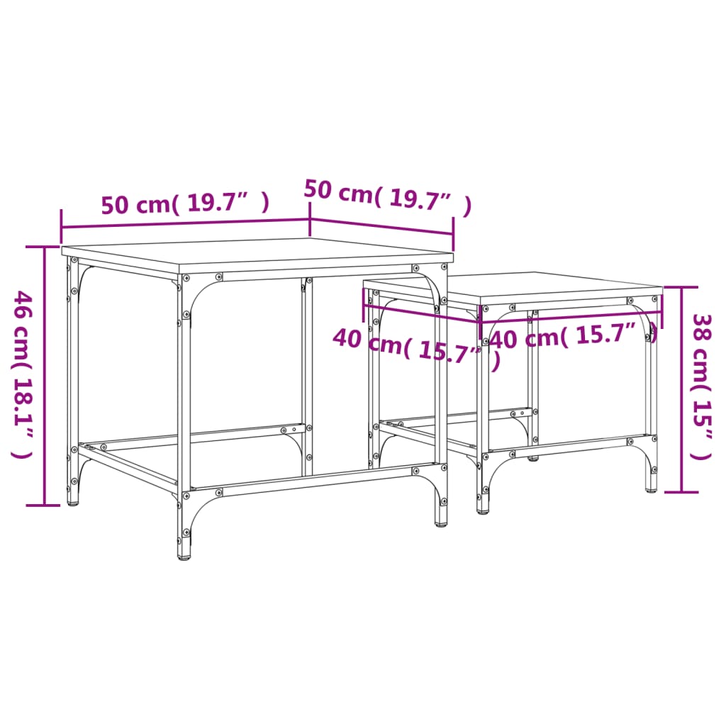 Tables basses gigognes 2 pcs sonoma gris bois d’ingénierie - Tables basses