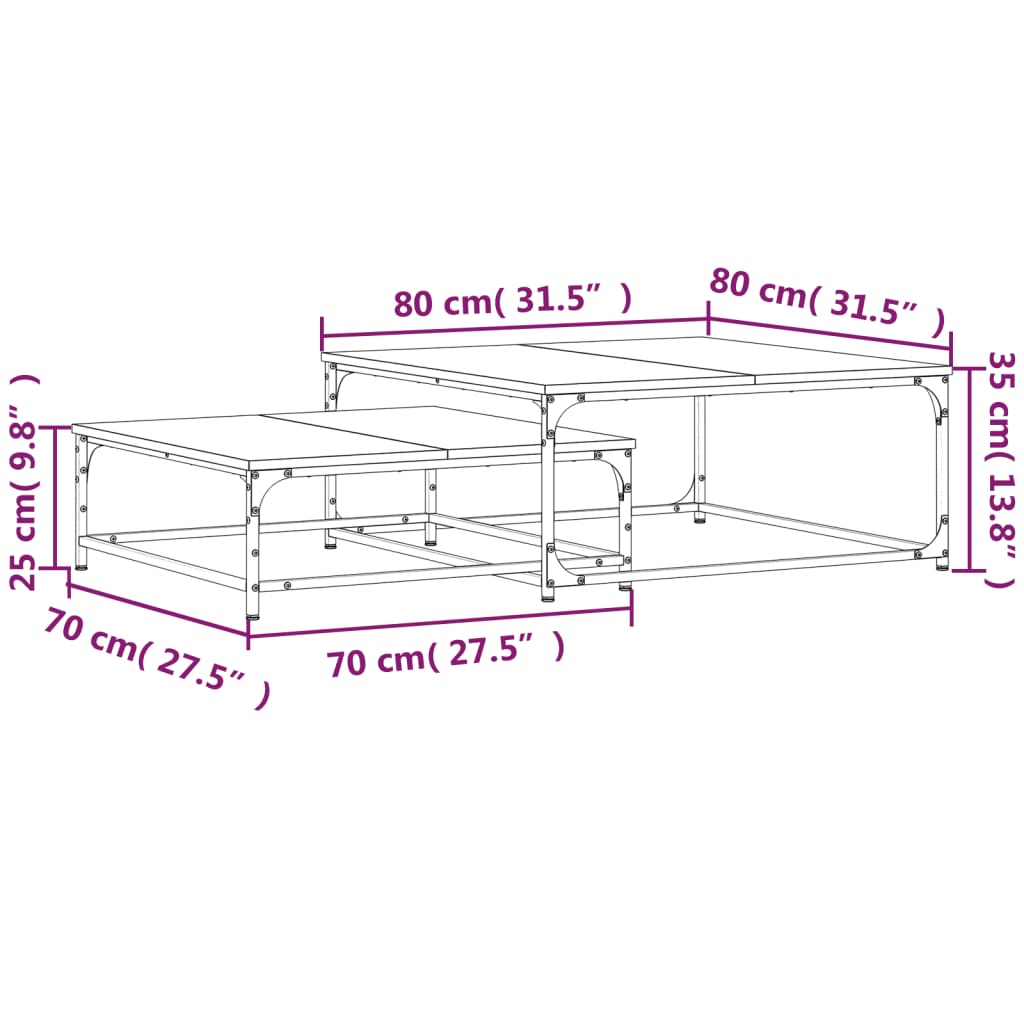 Tables basses gigognes 2 pcs sonoma gris bois d’ingénierie - Tables basses