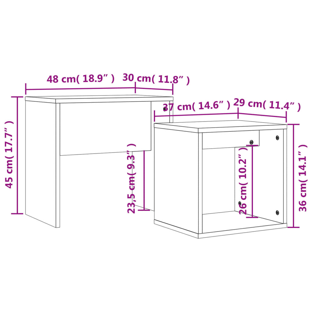 Tables basses gigognes 2 pcs sonoma gris bois d’ingénierie - Tables basses