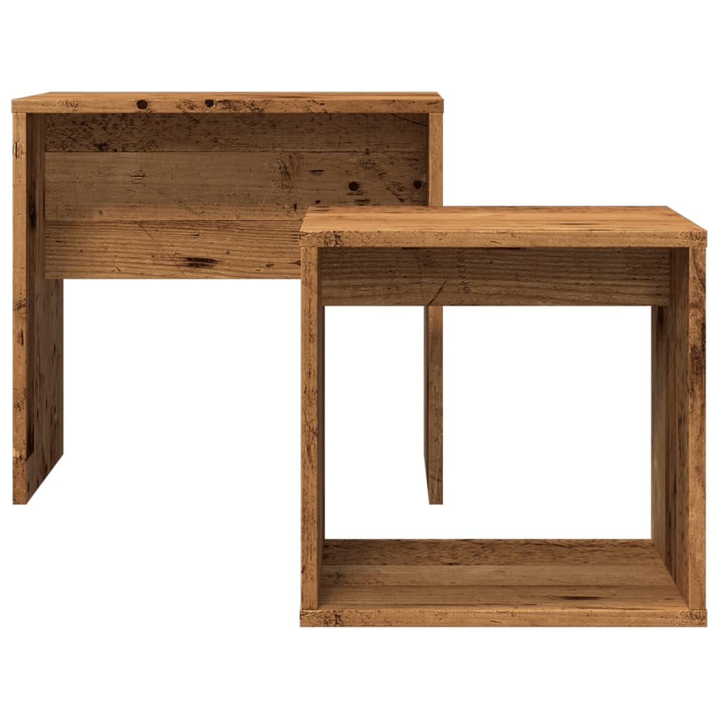 Tables basses gigognes 2 pcs vieux bois bois d’ingénierie - Tables basses