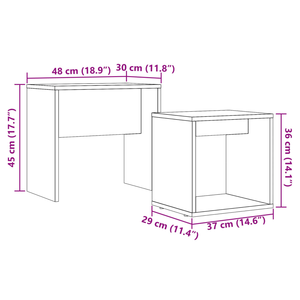 Tables basses gigognes 2 pcs vieux bois bois d’ingénierie - Tables basses