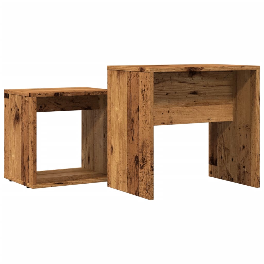 Tables basses gigognes 2 pcs vieux bois bois d’ingénierie - Tables basses