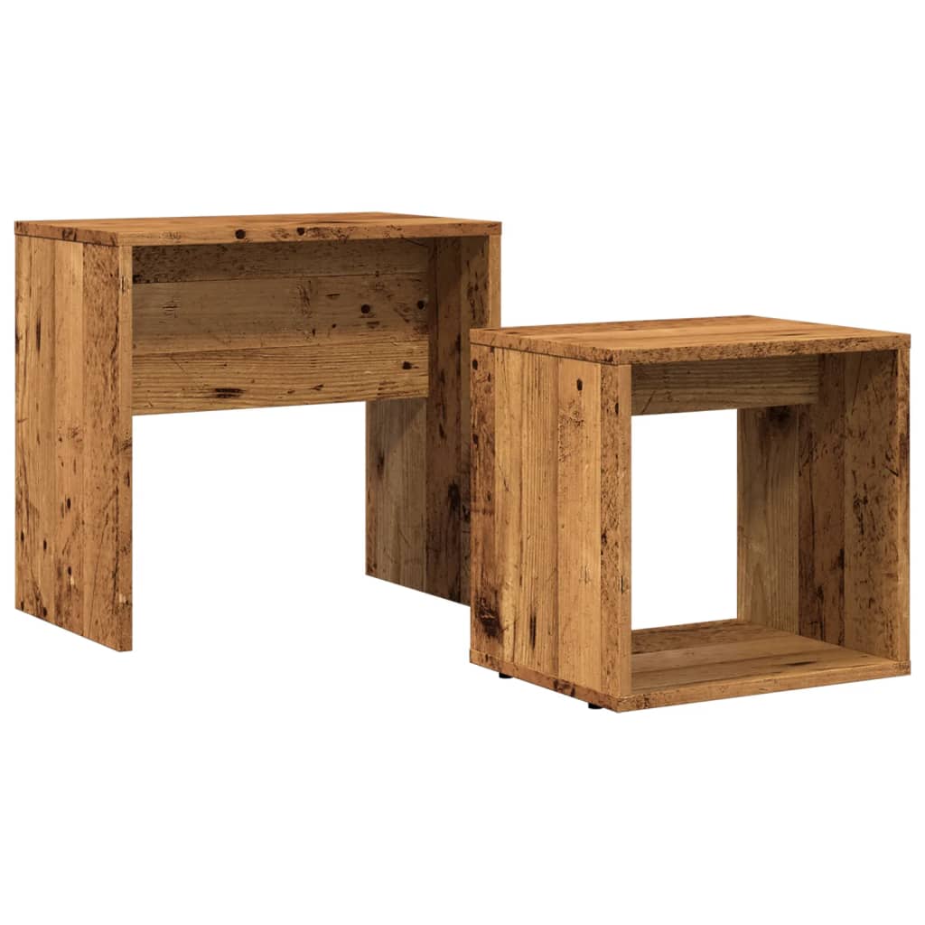 Tables basses gigognes 2 pcs vieux bois bois d’ingénierie - Tables basses