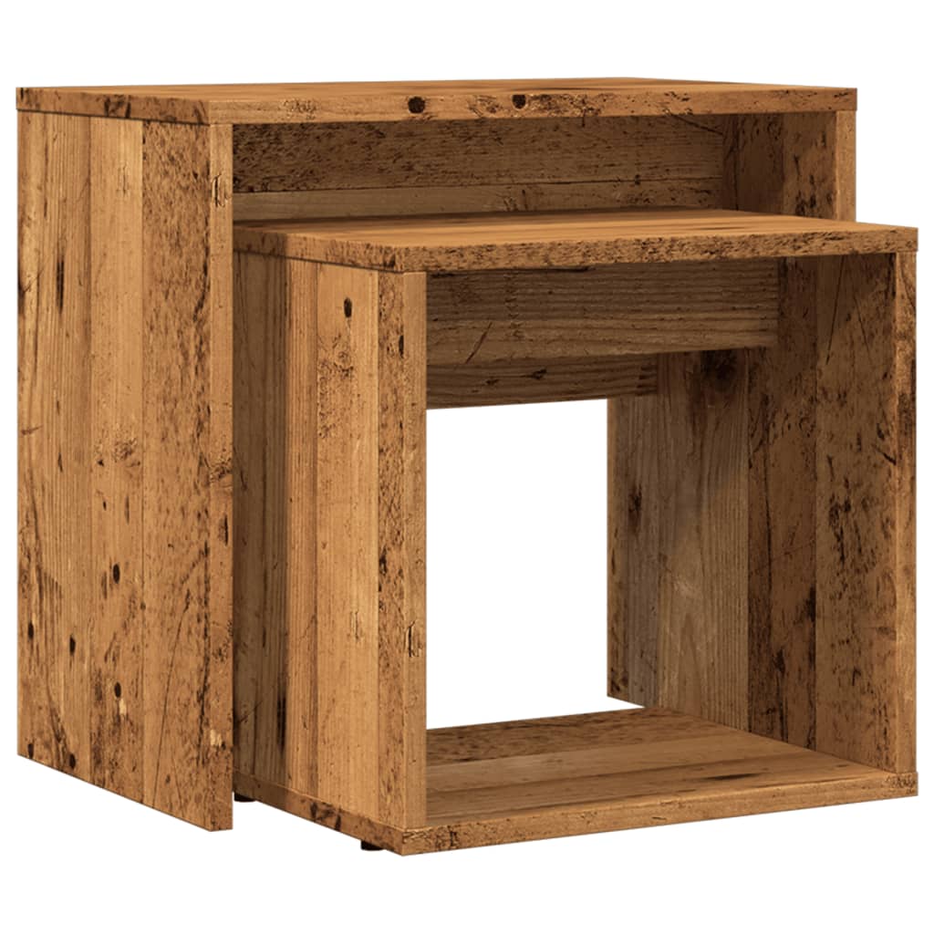 Tables basses gigognes 2 pcs vieux bois bois d’ingénierie - Tables basses
