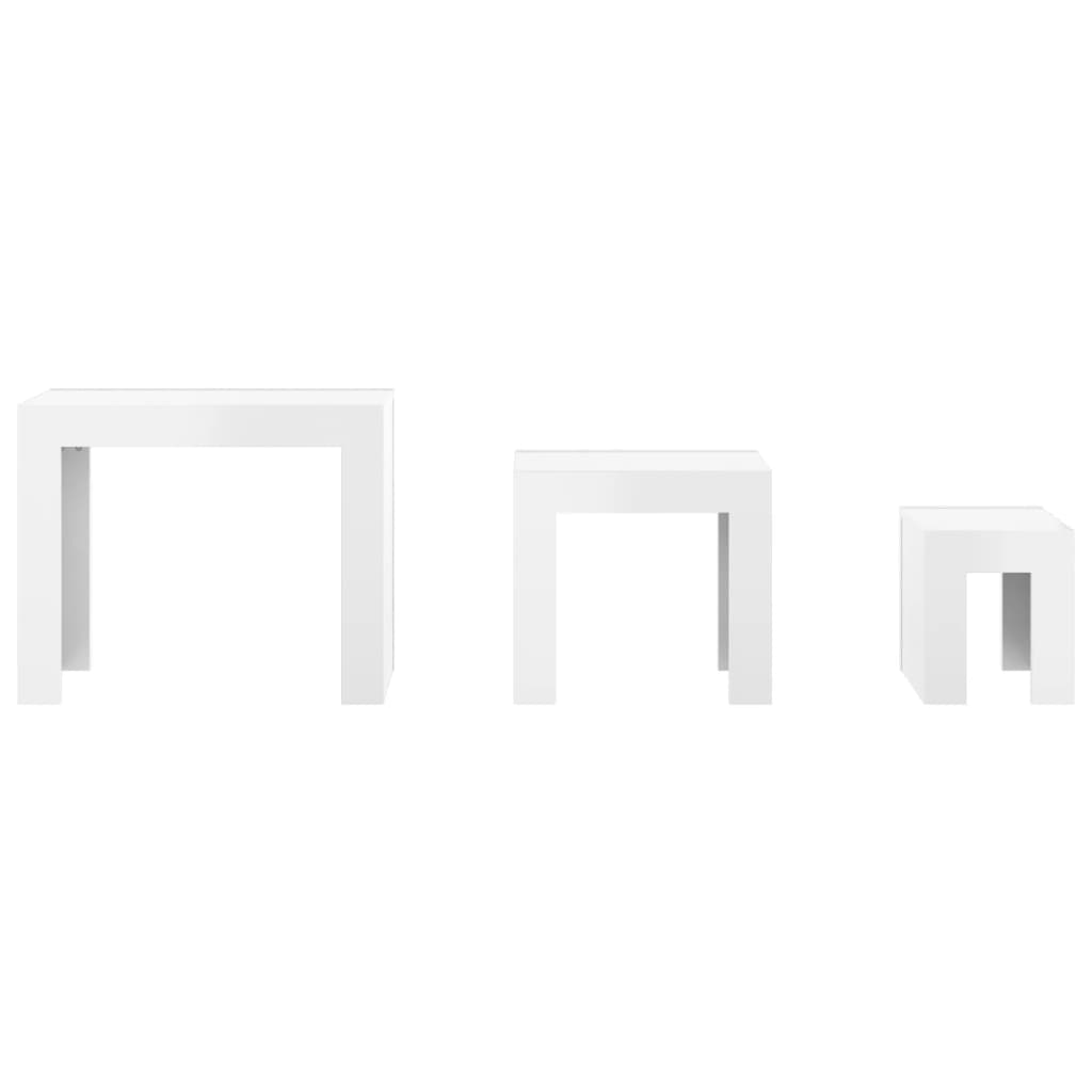 Tables basses gigognes 3 pcs Blanc brillant Bois d’ingénierie - Tables basses