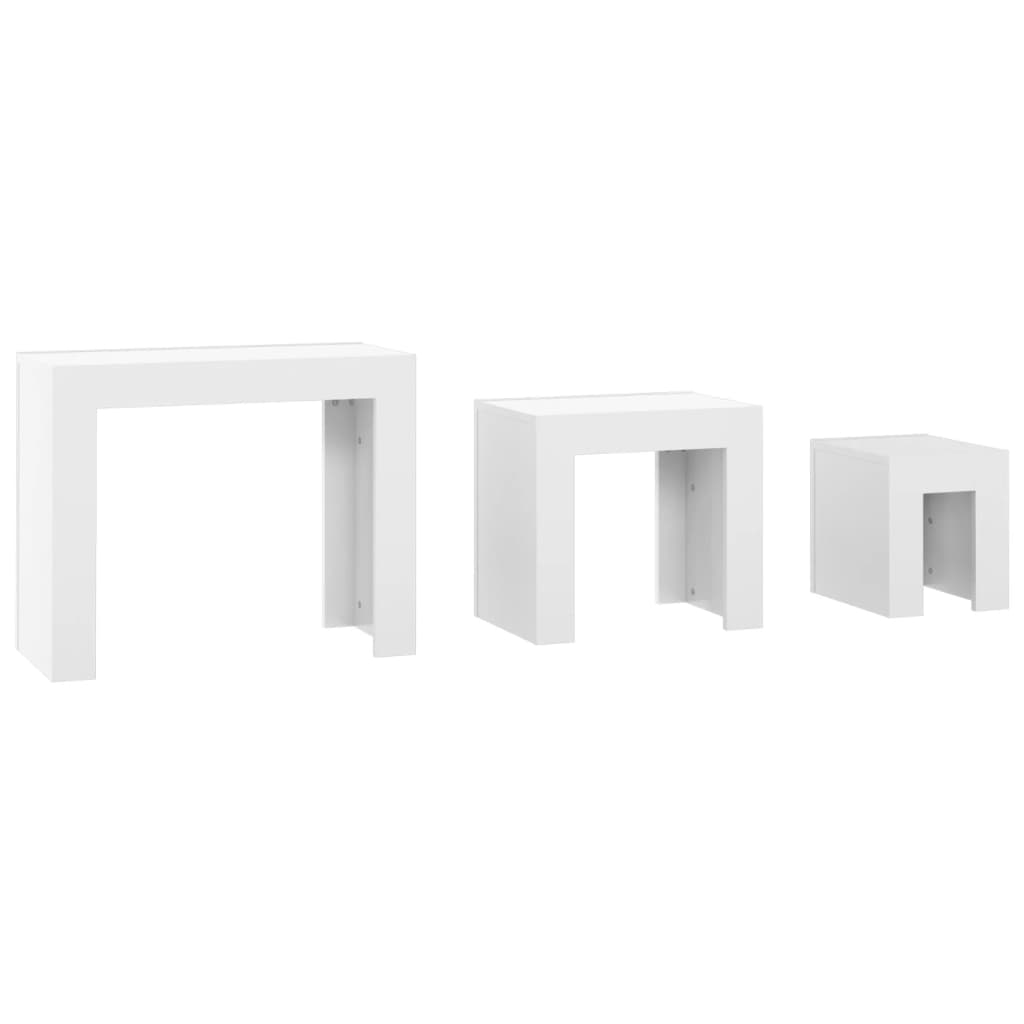 Tables basses gigognes 3 pcs Blanc brillant Bois d’ingénierie - Tables basses