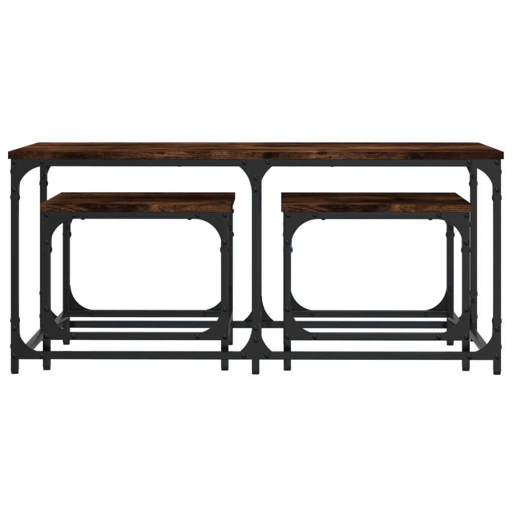 Tables basses gigognes 3 pcs chêne fumé bois d’ingénierie - Tables basses