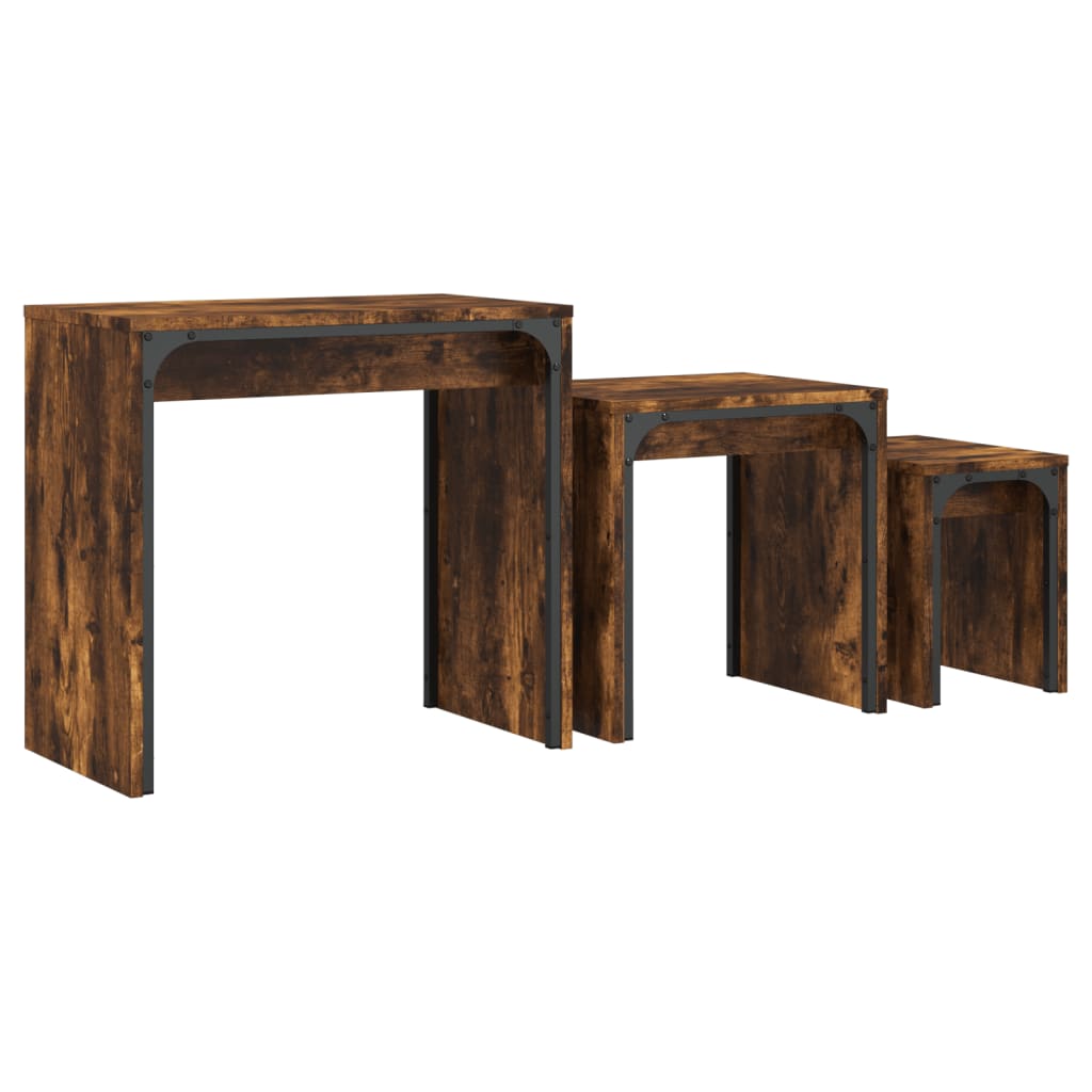 Tables basses gigognes 3 pcs chêne fumé bois d’ingénierie - Tables basses