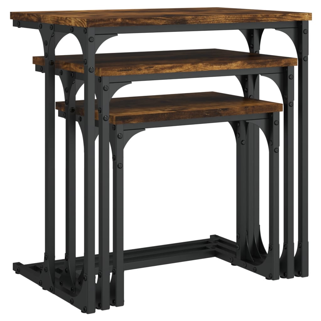 Tables basses gigognes 3 pcs chêne fumé bois d’ingénierie - Tables basses