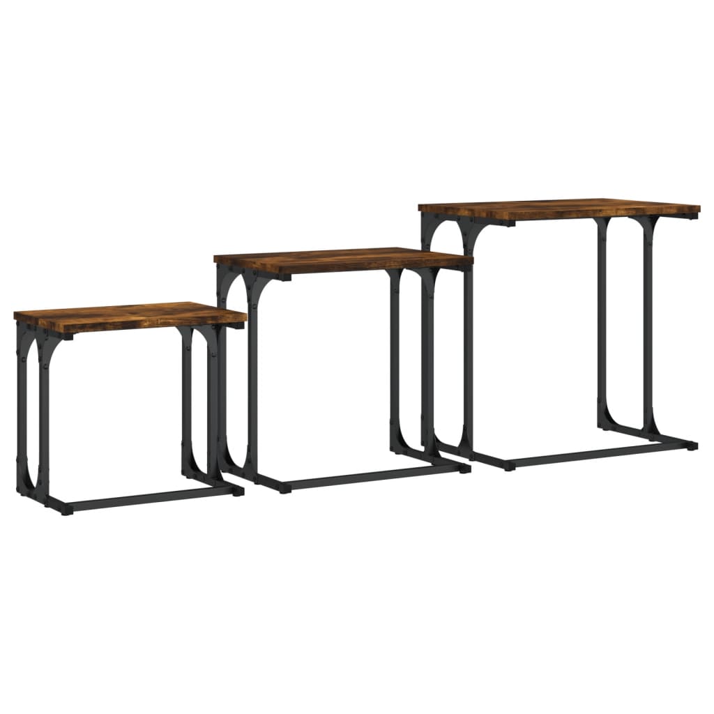 Tables basses gigognes 3 pcs chêne fumé bois d’ingénierie - Tables basses