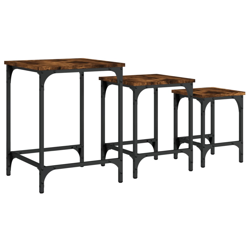 Tables basses gigognes 3 pcs chêne fumé bois d’ingénierie - Tables basses