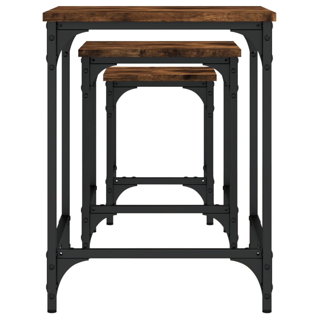 Tables basses gigognes 3 pcs chêne fumé bois d’ingénierie - Tables basses