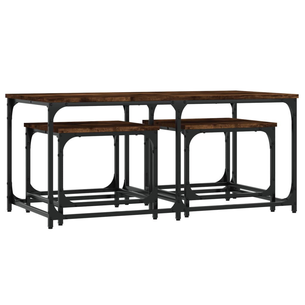 Tables basses gigognes 3 pcs chêne fumé bois d’ingénierie - Tables basses