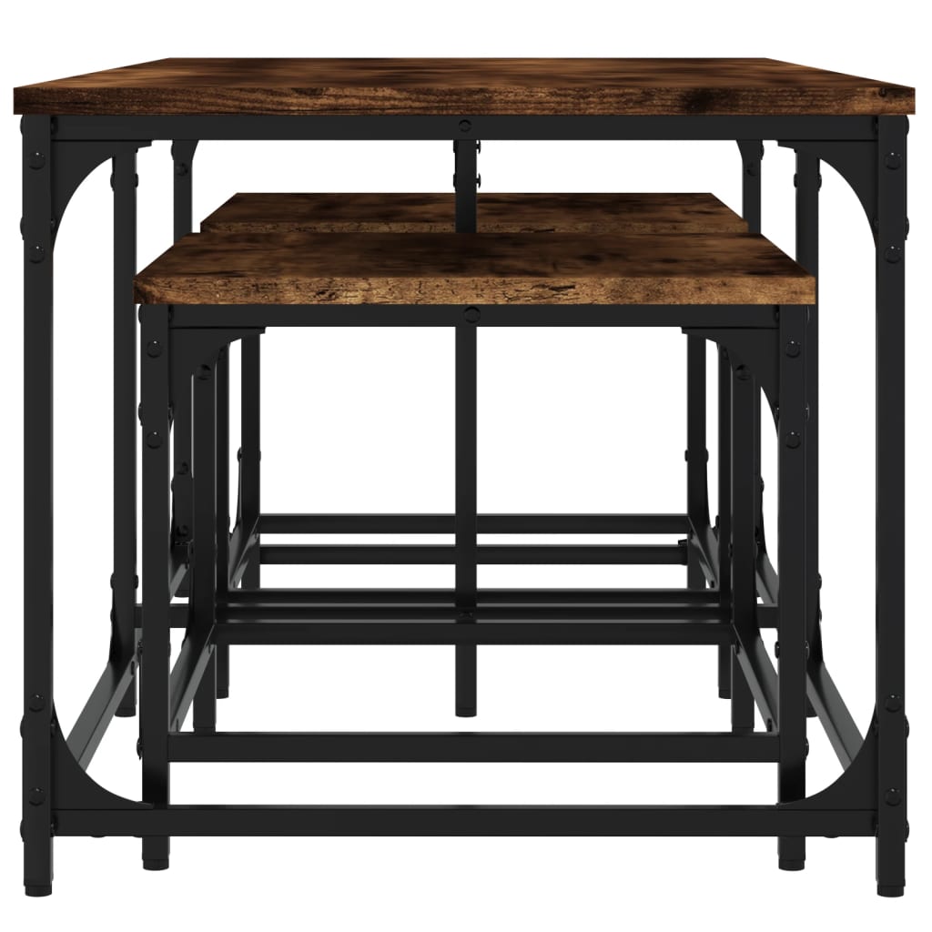 Tables basses gigognes 3 pcs chêne fumé bois d’ingénierie - Tables basses