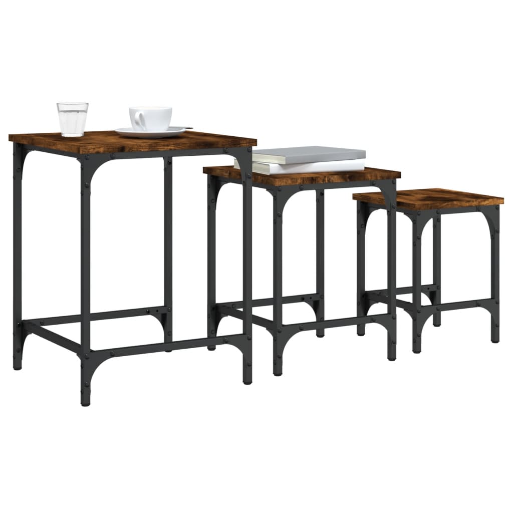 Tables basses gigognes 3 pcs chêne fumé bois d’ingénierie - Tables basses