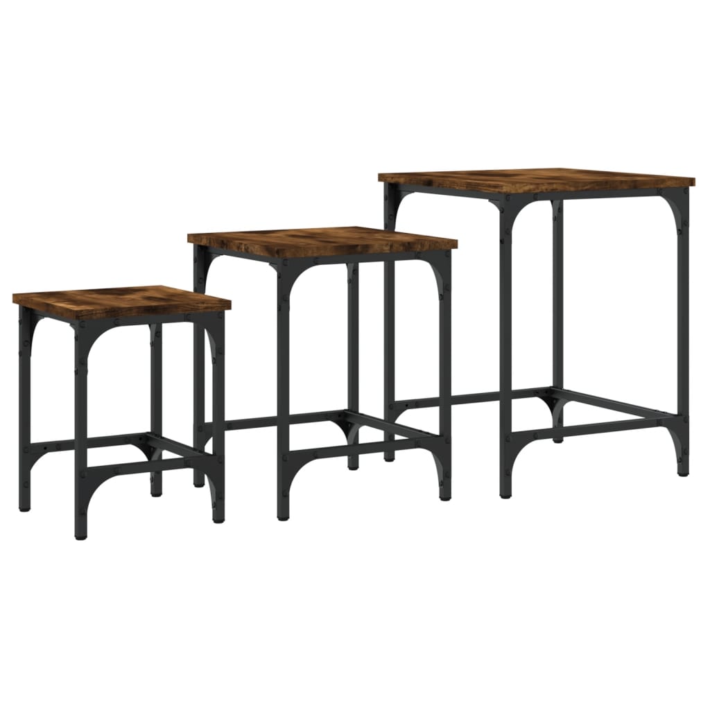 Tables basses gigognes 3 pcs chêne fumé bois d’ingénierie - Tables basses