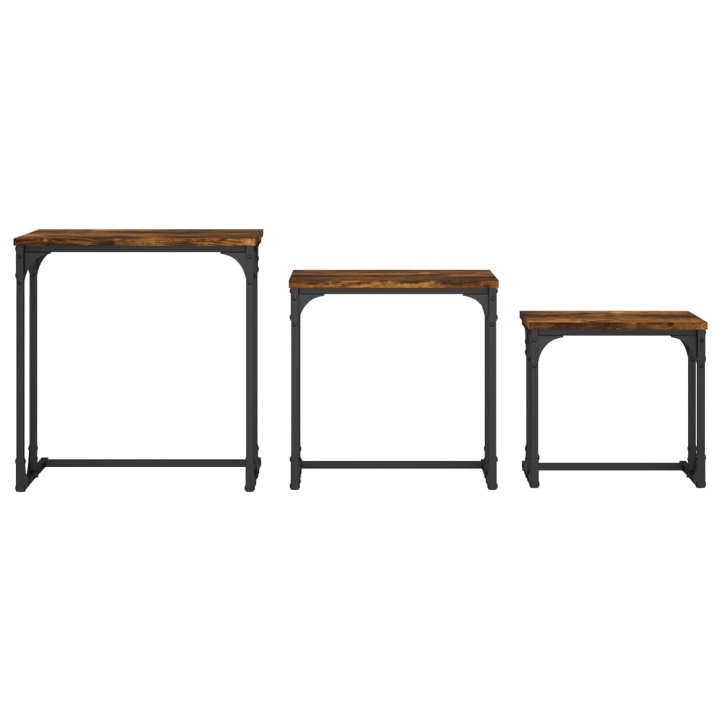 Tables basses gigognes 3 pcs chêne fumé bois d’ingénierie - Tables basses