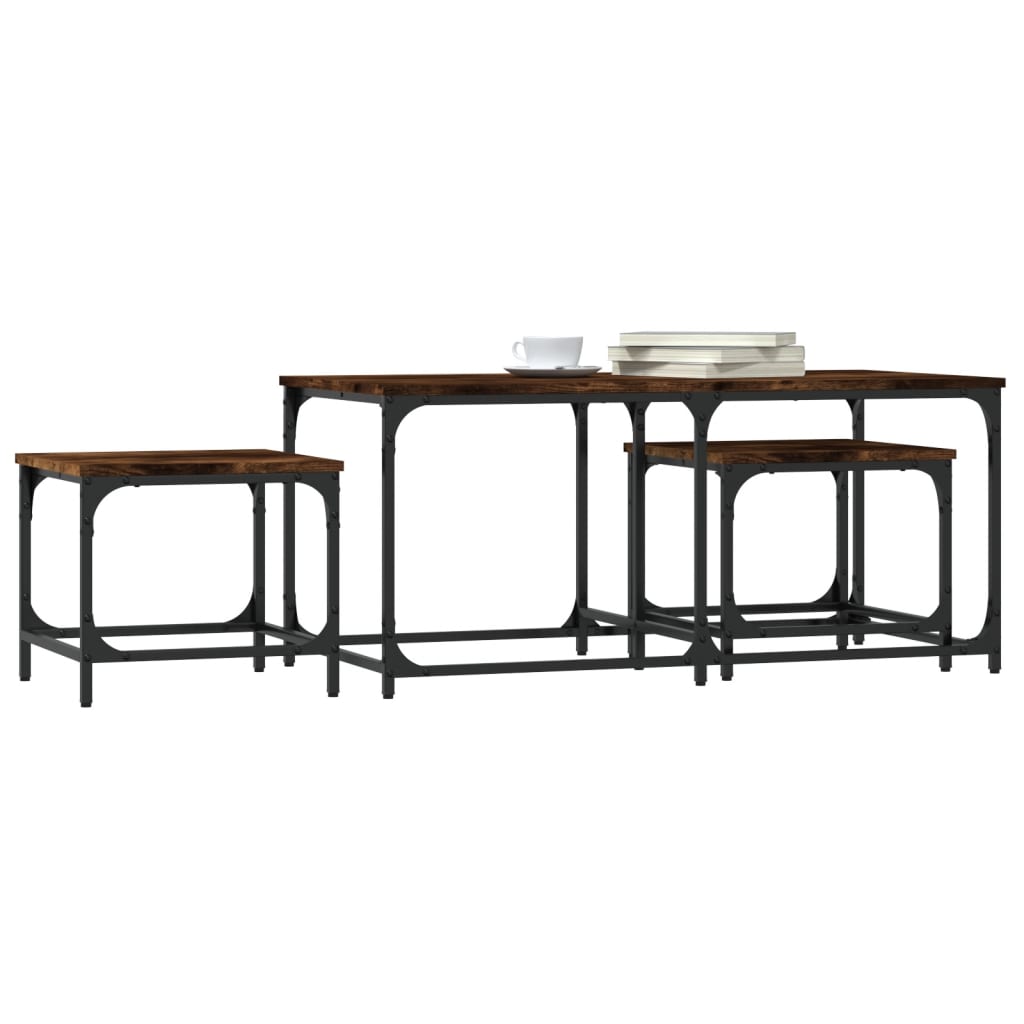 Tables basses gigognes 3 pcs chêne fumé bois d’ingénierie - Tables basses