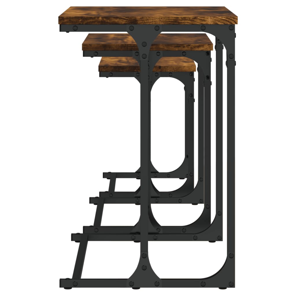 Tables basses gigognes 3 pcs chêne fumé bois d’ingénierie - Tables basses