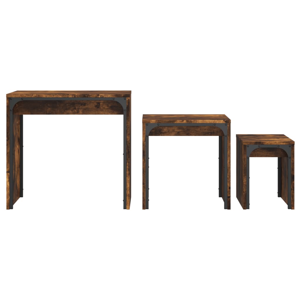 Tables basses gigognes 3 pcs chêne fumé bois d’ingénierie - Tables basses