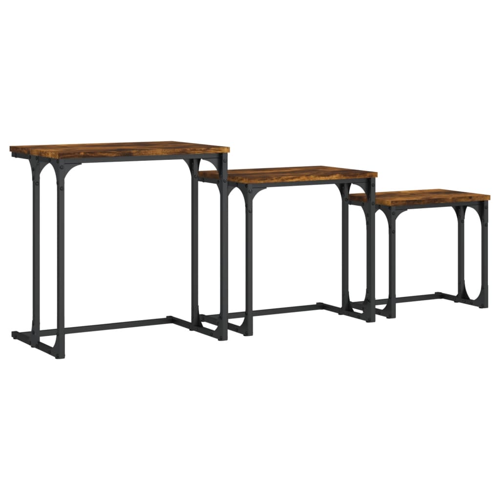 Tables basses gigognes 3 pcs chêne fumé bois d’ingénierie - Tables basses