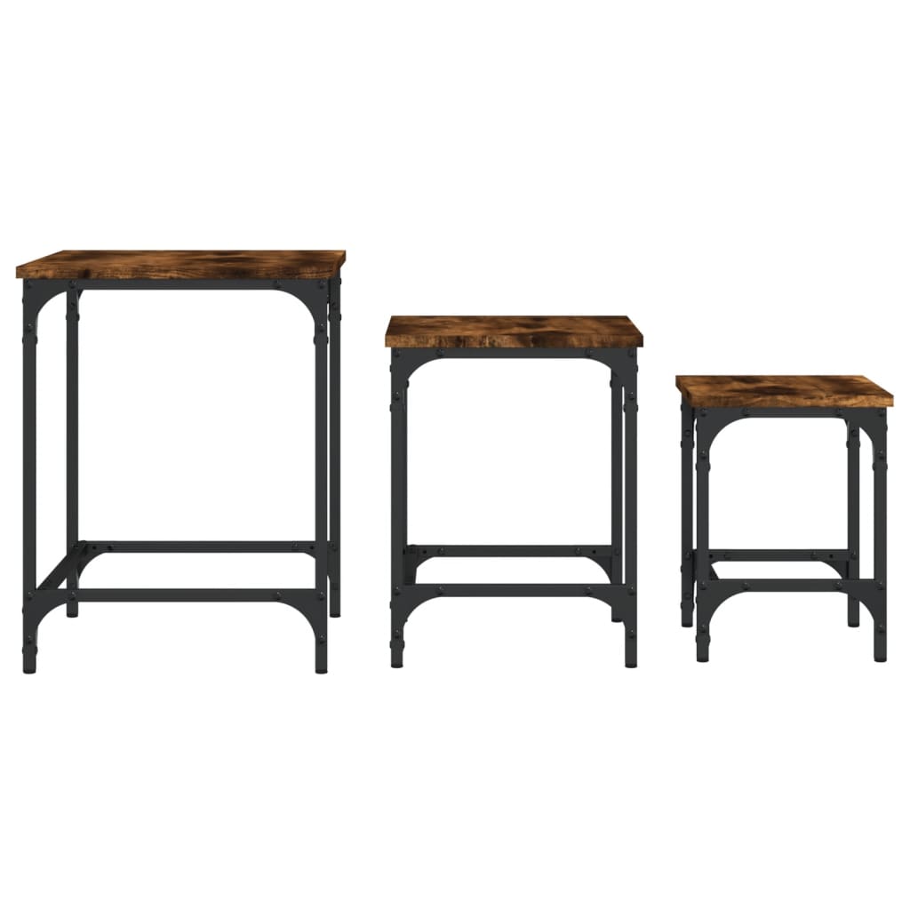 Tables basses gigognes 3 pcs chêne fumé bois d’ingénierie - Tables basses