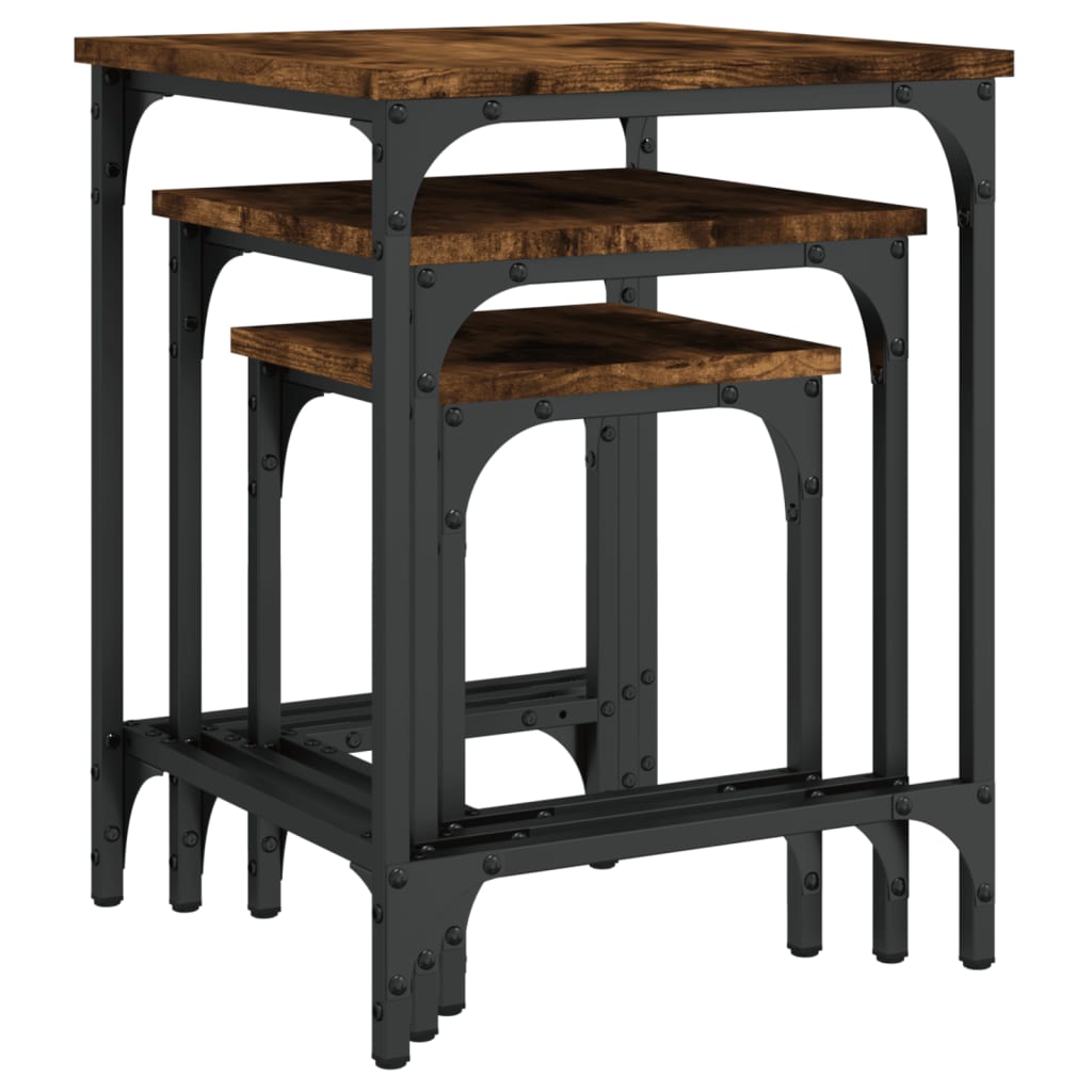 Tables basses gigognes 3 pcs chêne fumé bois d’ingénierie - Tables basses