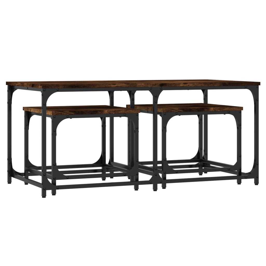 Tables basses gigognes 3 pcs chêne fumé bois d’ingénierie - Tables basses