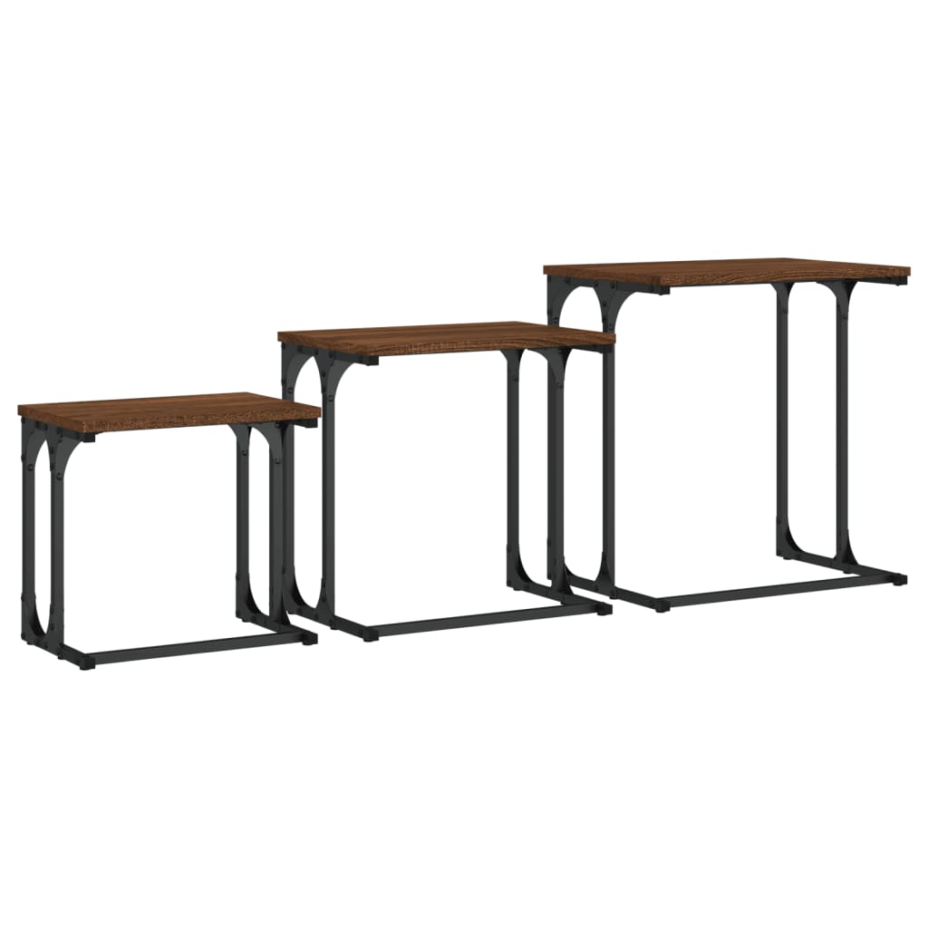 Tables basses gigognes 3 pcs chêne marron bois d’ingénierie - Tables basses