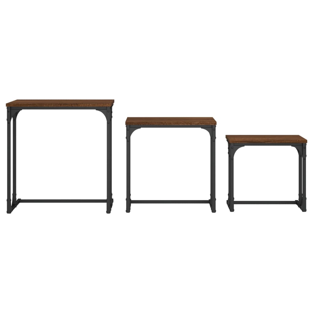Tables basses gigognes 3 pcs chêne marron bois d’ingénierie - Tables basses