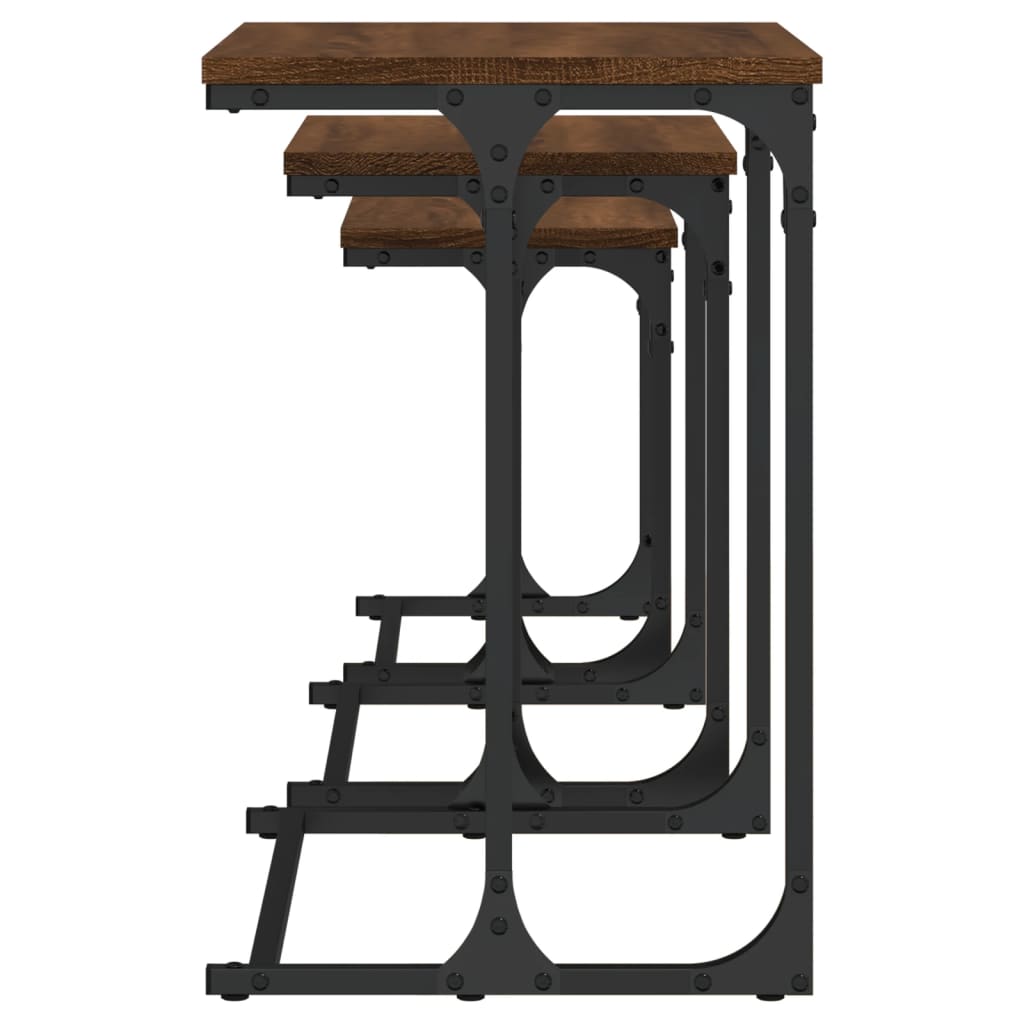Tables basses gigognes 3 pcs chêne marron bois d’ingénierie - Tables basses