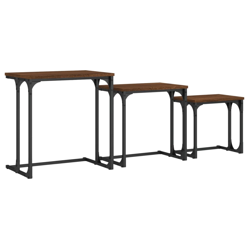 Tables basses gigognes 3 pcs chêne marron bois d’ingénierie - Tables basses
