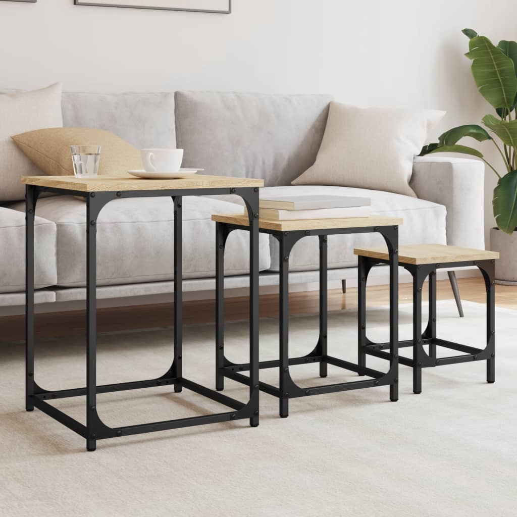 Tables basses gigognes 3 pcs chêne sonoma bois d’ingénierie - Tables basses