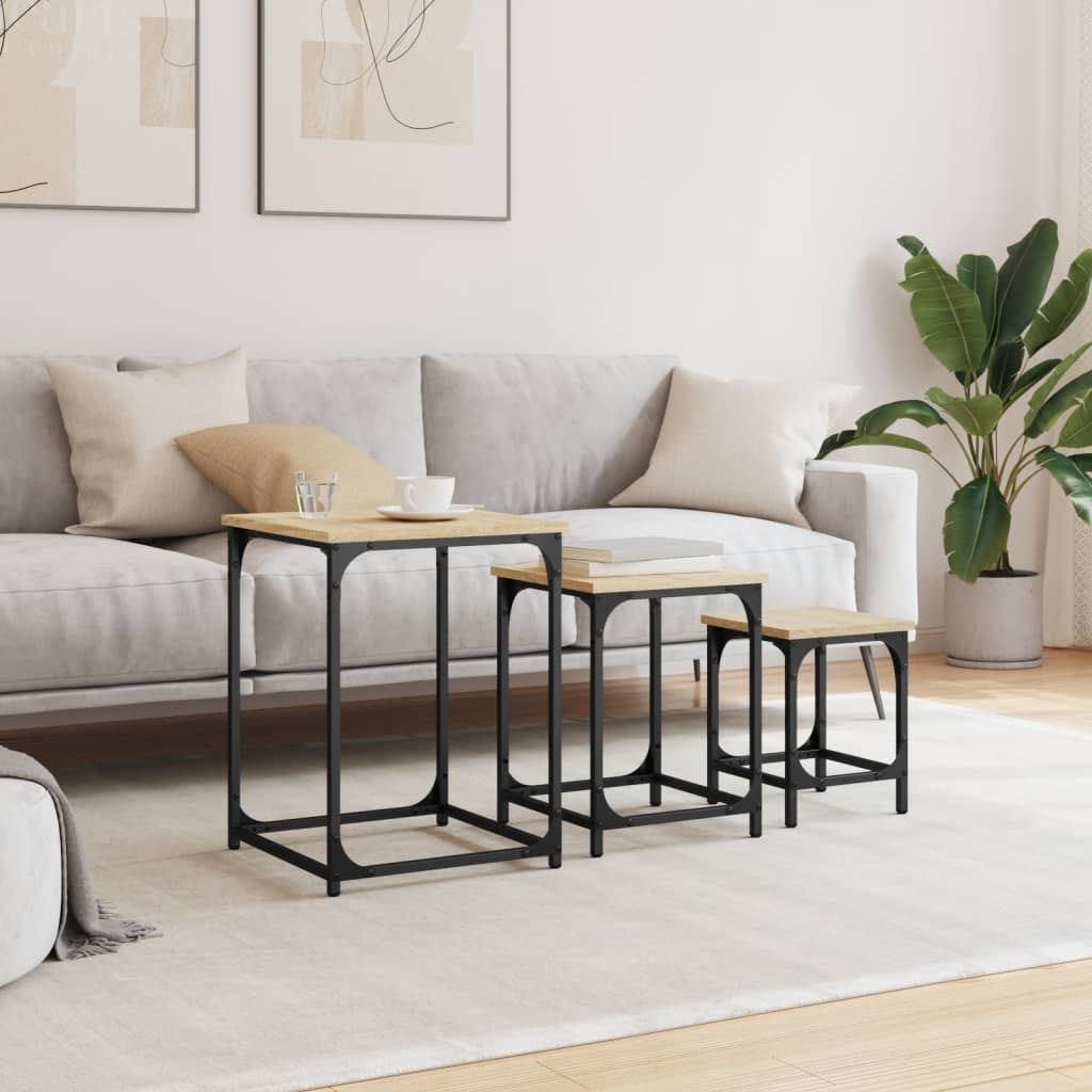 Tables basses gigognes 3 pcs chêne sonoma bois d’ingénierie - Tables basses