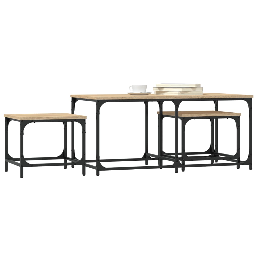 Tables basses gigognes 3 pcs chêne sonoma bois d’ingénierie - Tables basses