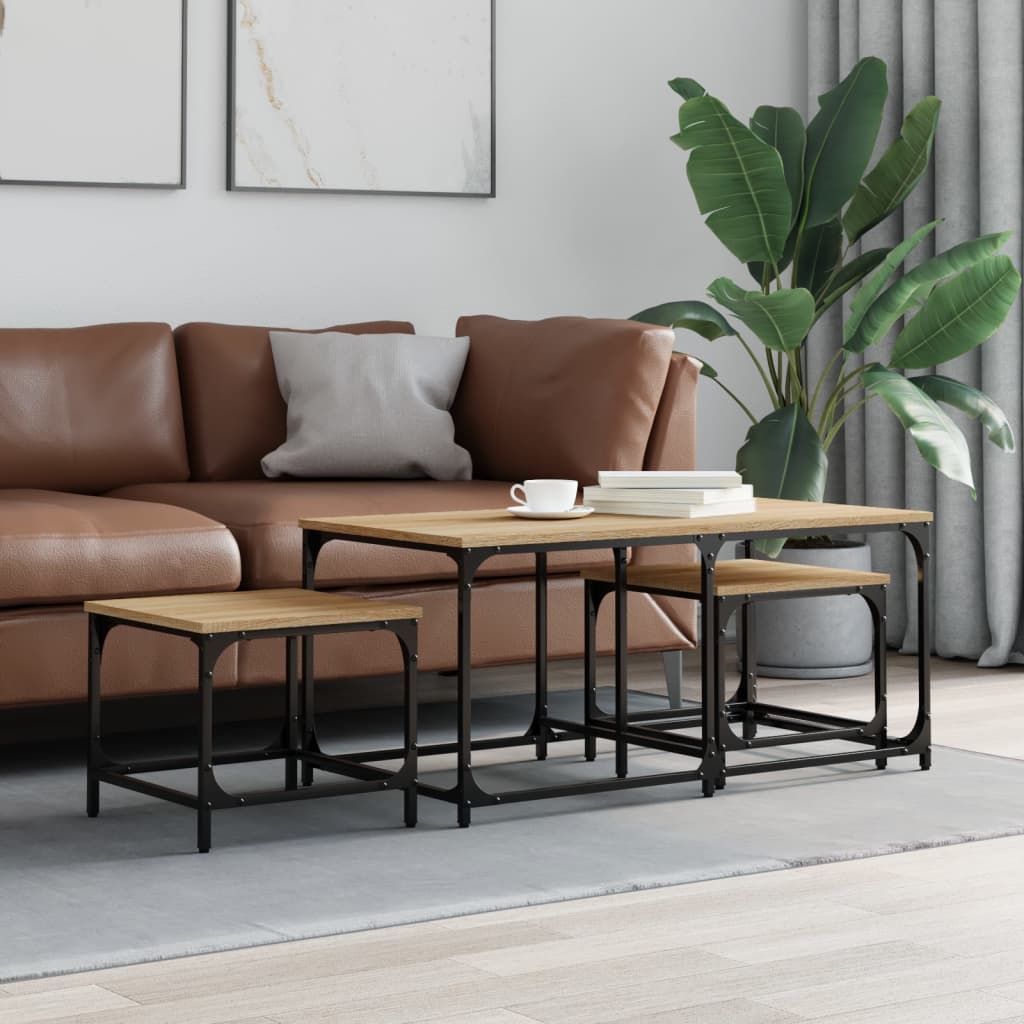 Tables basses gigognes 3 pcs chêne sonoma bois d’ingénierie - Tables basses