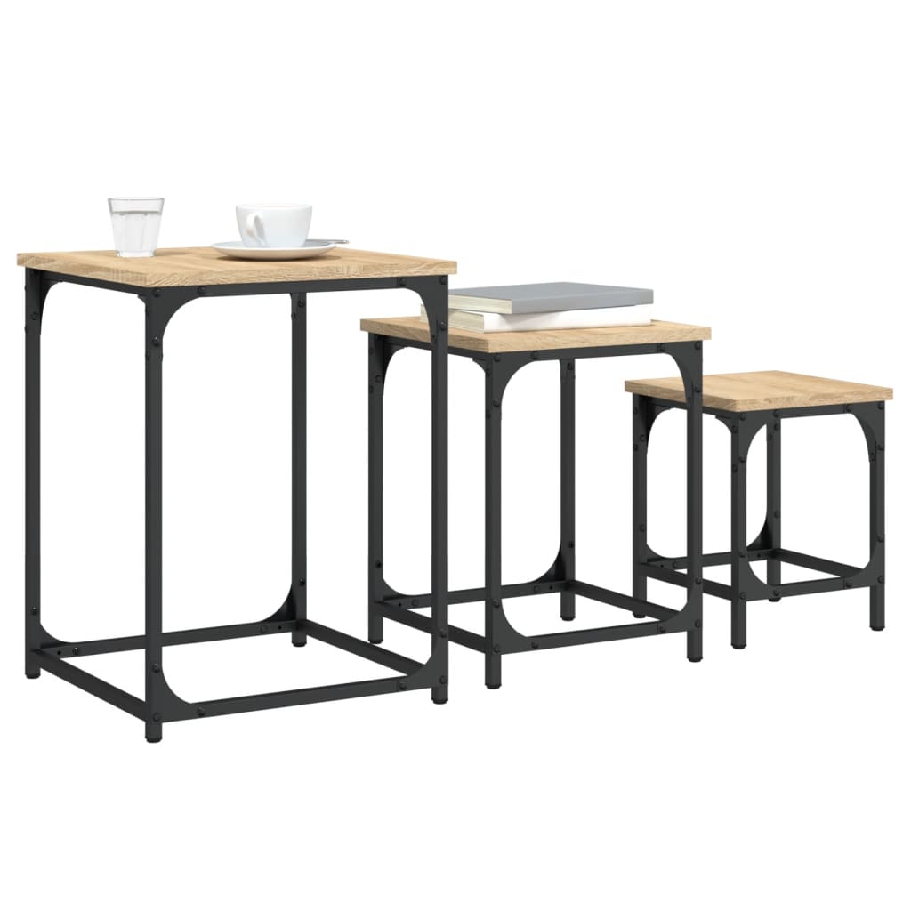 Tables basses gigognes 3 pcs chêne sonoma bois d’ingénierie - Tables basses
